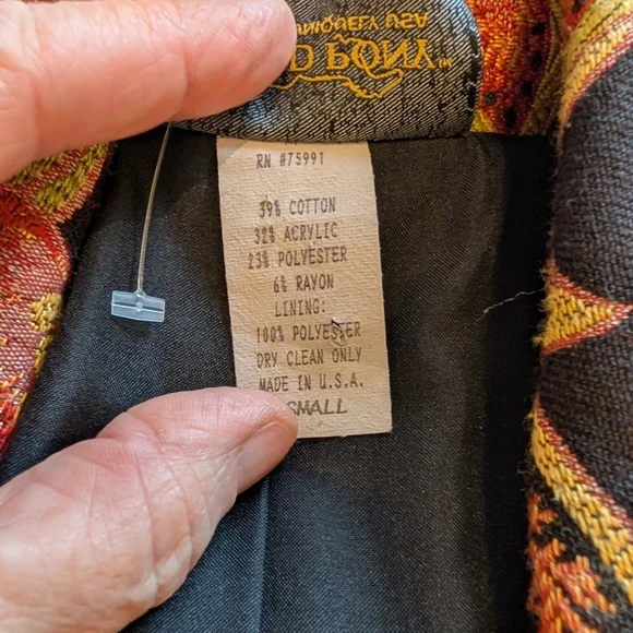 Painted Pony Uniquely USA Size S Tapestry Open Blazer Jacket Floral Cotton Blend - Picture 6 of 6